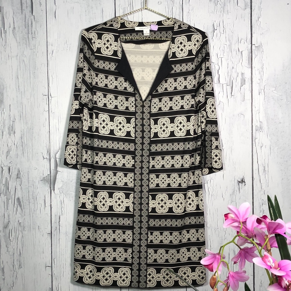 Diane Von Furstenberg Black/WhiteSilk-Jersey Dress